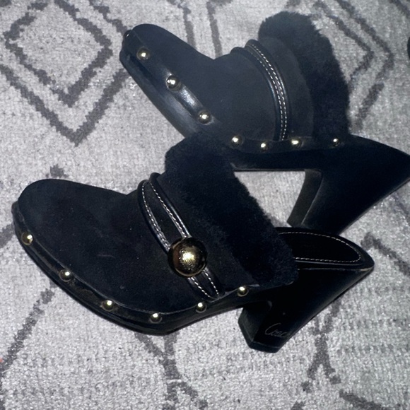 Coach Women's Black Fur-Lined Mules - Picture 8 of 15